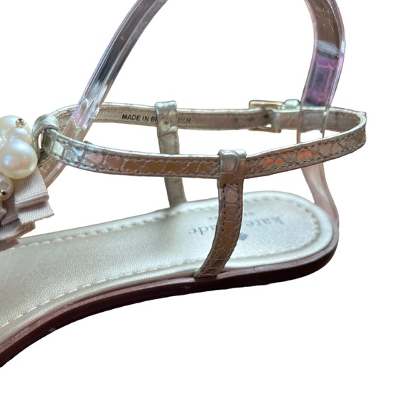 Kate Spade Hedy Thong Sandal Platinum Snake Print Size 8.5 With Box - Picture 6 of 11